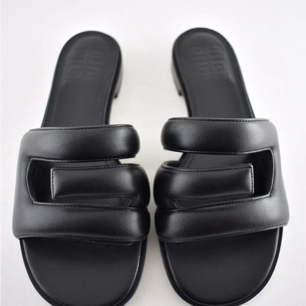 Givenchy G Cutout Logo Flat Sandals Black Leather Padded Slide 36